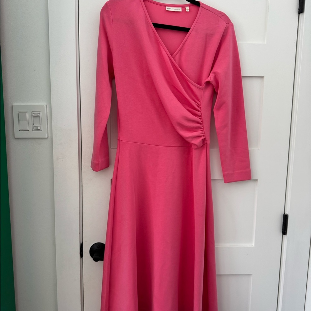 Inwear Pink Long Sleeve Midi Dress Sz L Office Chic